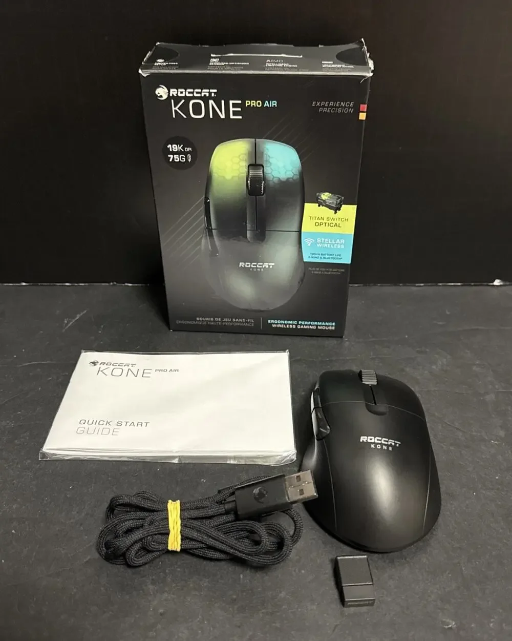 ROCCAT Kone Pro Air Wireless Gaming Mouse Ergonomic Optical 19K DPI RGB Black